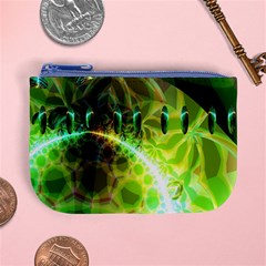 Dawn Of Time, Abstract Lime & Gold Emerge Coin Change Purse from ArtsNow.com Front