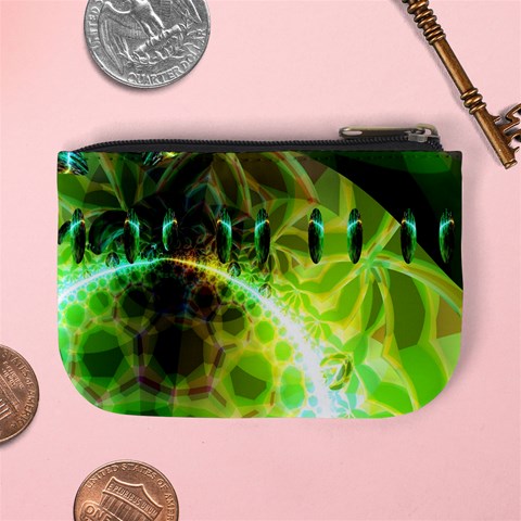 Dawn Of Time, Abstract Lime & Gold Emerge Coin Change Purse from ArtsNow.com Back