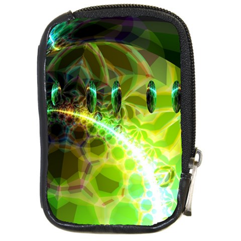 Dawn Of Time, Abstract Lime & Gold Emerge Compact Camera Leather Case from ArtsNow.com Front