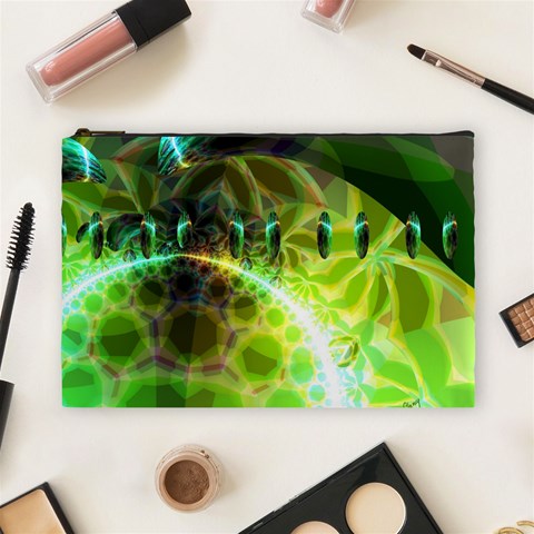 Dawn Of Time, Abstract Lime & Gold Emerge Cosmetic Bag (Large) from ArtsNow.com Front