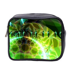Dawn Of Time, Abstract Lime & Gold Emerge Mini Travel Toiletry Bag (Two Sides) from ArtsNow.com Front