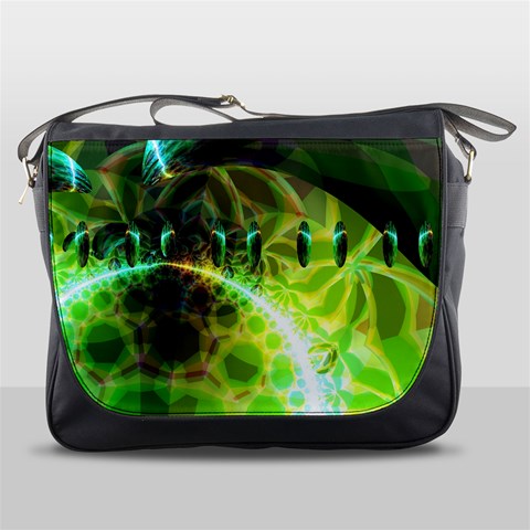 Dawn Of Time, Abstract Lime & Gold Emerge Messenger Bag from ArtsNow.com Front
