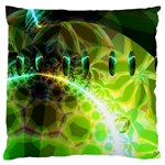 Dawn Of Time, Abstract Lime & Gold Emerge Large Cushion Case (Single Sided) 