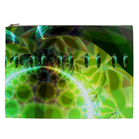 Dawn Of Time, Abstract Lime & Gold Emerge Cosmetic Bag (XXL) from ArtsNow.com Front