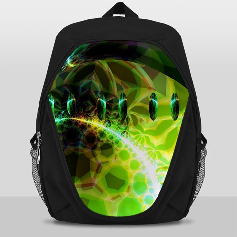 Dawn Of Time, Abstract Lime & Gold Emerge Backpack Bag from ArtsNow.com Front