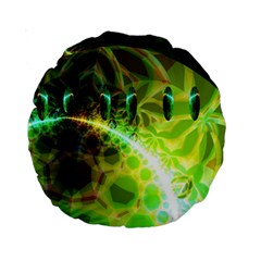 Dawn Of Time, Abstract Lime & Gold Emerge 15  Premium Round Cushion  from ArtsNow.com Back