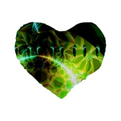 Dawn Of Time, Abstract Lime & Gold Emerge 16  Premium Heart Shape Cushion  from ArtsNow.com Front