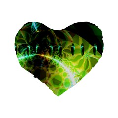 Dawn Of Time, Abstract Lime & Gold Emerge 16  Premium Heart Shape Cushion  from ArtsNow.com Back