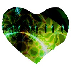 Dawn Of Time, Abstract Lime & Gold Emerge 19  Premium Heart Shape Cushion from ArtsNow.com Front