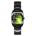 Dawn Of Time, Abstract Lime & Gold Emerge Stainless Steel Barrel Watch