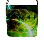 Dawn Of Time, Abstract Lime & Gold Emerge Flap Closure Messenger Bag (Large)