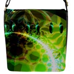 Dawn Of Time, Abstract Lime & Gold Emerge Flap Closure Messenger Bag (Small)