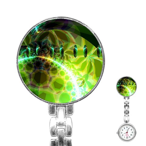 Dawn Of Time, Abstract Lime & Gold Emerge Stainless Steel Nurses Watch from ArtsNow.com Front