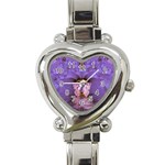 Artsy Purple Awareness Butterfly Heart Italian Charm Watch 