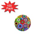 Psychedelic Flowers 1  Mini Button Magnet (100 pack)