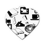 Books And Coffee Dog Tag Heart (Two Sided)