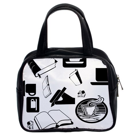 Books And Coffee Classic Handbag (Two Sides) from ArtsNow.com Front