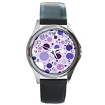 Passion For Purple Round Leather Watch (Silver Rim)