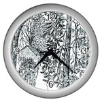  Castle Yard in Winter  by Ave Hurley of ArtRevu ~ Wall Clock (Silver)