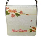  Large Flap Closure Messenger Bag - Sweet Flower Background