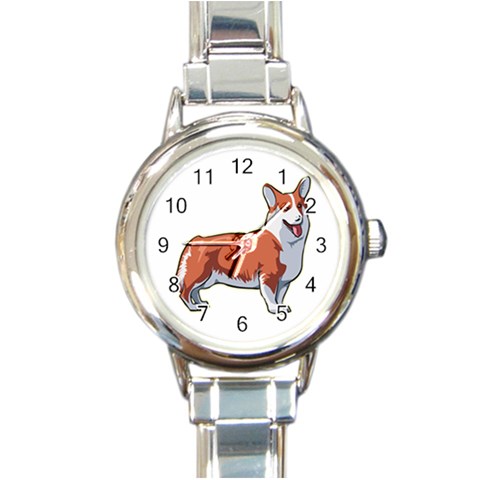 Pembroke Welsh Corgi Round Italian Charm Watch from ArtsNow.com Front