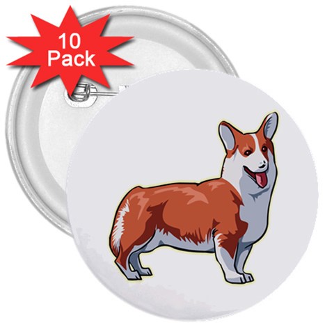 Pembroke Welsh Corgi 3  Button (10 pack) from ArtsNow.com Front