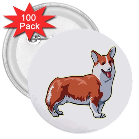 Pembroke Welsh Corgi 3  Button (100 pack) from ArtsNow.com Front