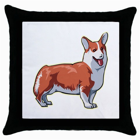 Pembroke Welsh Corgi Throw Pillow Case (Black) from ArtsNow.com Front