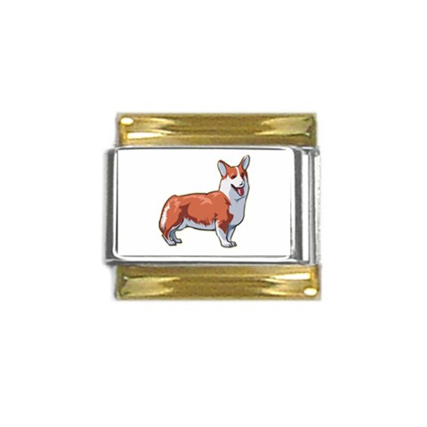 Pembroke Welsh Corgi Gold Trim Italian Charm (9mm) from ArtsNow.com Front