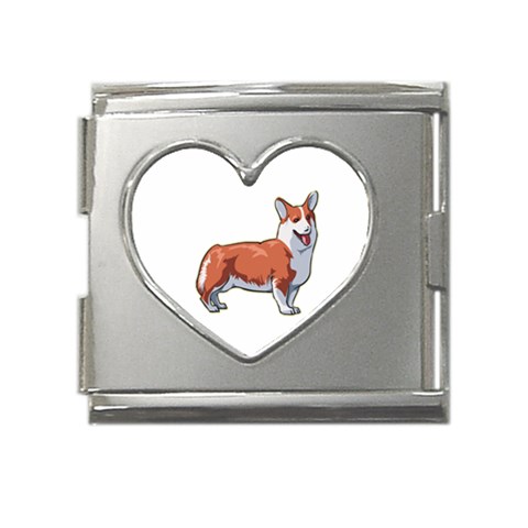 Pembroke Welsh Corgi Mega Link Heart Italian Charm (18mm) from ArtsNow.com Front