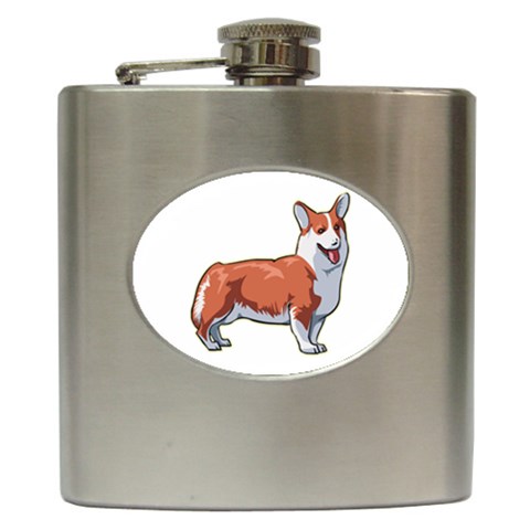 Pembroke Welsh Corgi Hip Flask (6 oz) from ArtsNow.com Front