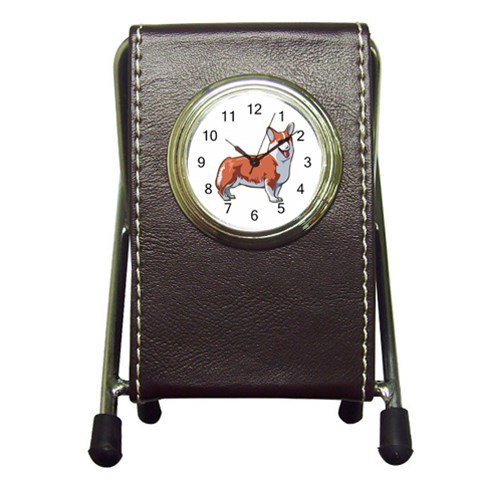Pembroke Welsh Corgi Pen Holder Desk Clock from ArtsNow.com Front