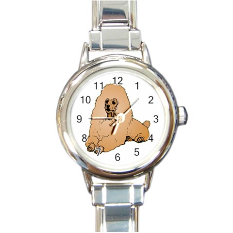 Poodle Round Italian Charm Watch from ArtsNow.com Front