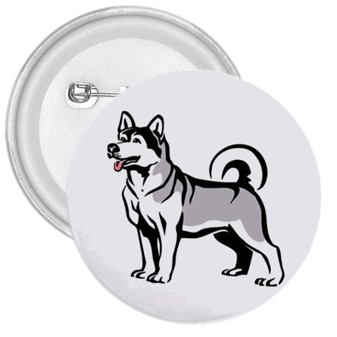 Siberian Husky 3  Button from ArtsNow.com Front
