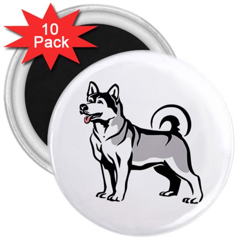 Siberian Husky 3  Magnet (10 pack) from ArtsNow.com Front