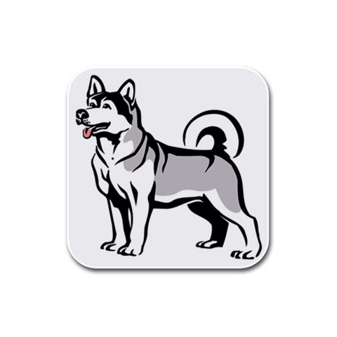 Siberian Husky Rubber Square Coaster (4 pack) from ArtsNow.com Front