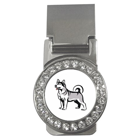 Siberian Husky Money Clip (CZ) from ArtsNow.com Front