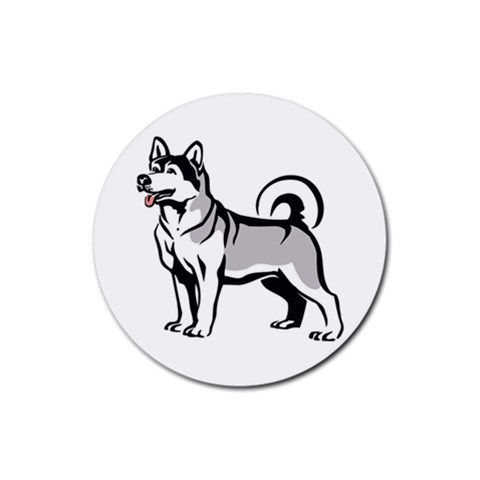 Siberian Husky Rubber Round Coaster (4 pack) from ArtsNow.com Front