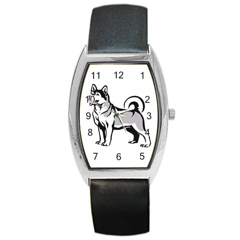 Siberian Husky Barrel Style Metal Watch from ArtsNow.com Front