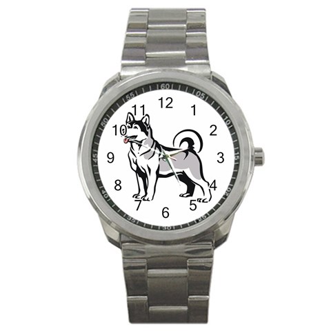 Siberian Husky Sport Metal Watch from ArtsNow.com Front
