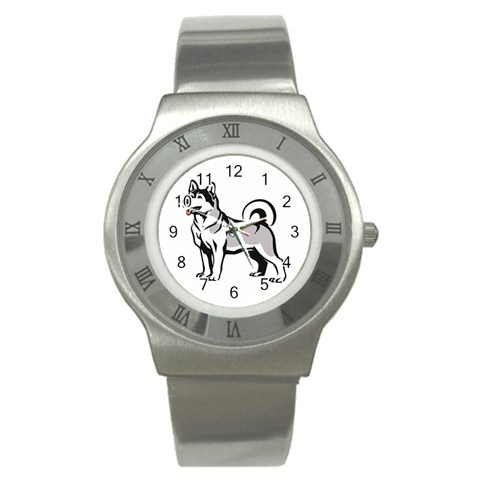 Siberian Husky Stainless Steel Watch from ArtsNow.com Front