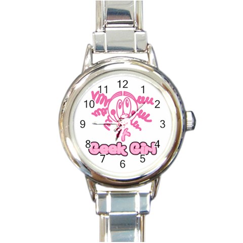 Geek Girl Round Italian Charm Watch from ArtsNow.com Front