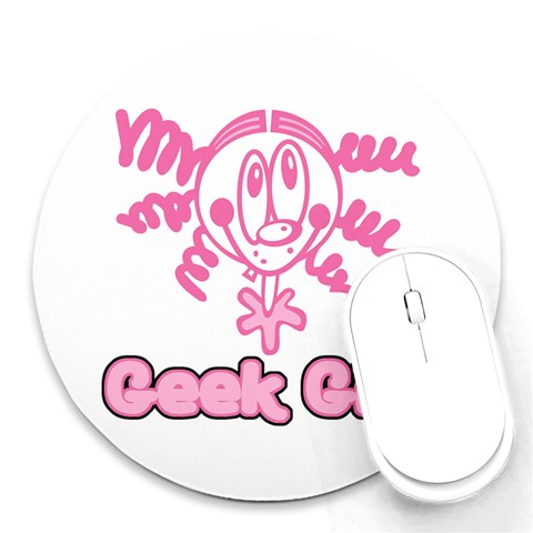 Geek Girl Round Mousepad from ArtsNow.com Front