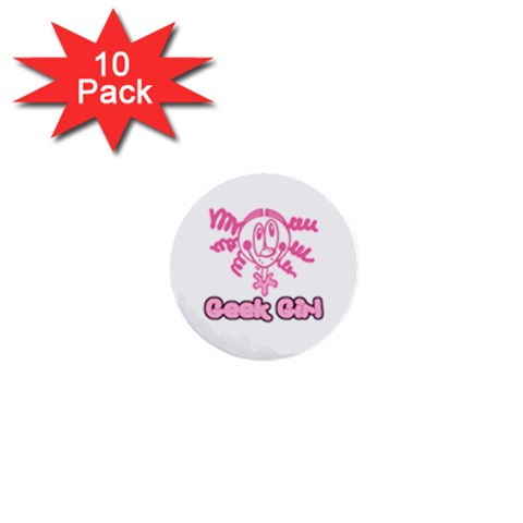 Geek Girl 1  Mini Button (10 pack)  from ArtsNow.com Front