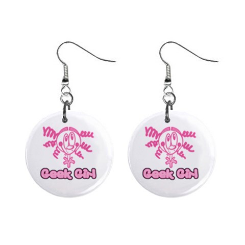 Geek Girl 1  Button Earrings from ArtsNow.com Front