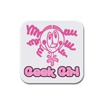 Geek Girl Rubber Square Coaster (4 pack)