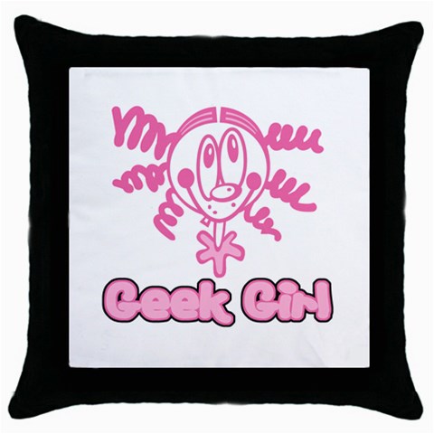 Geek Girl Throw Pillow Case (Black) from ArtsNow.com Front