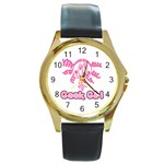 Geek Girl Round Gold Metal Watch