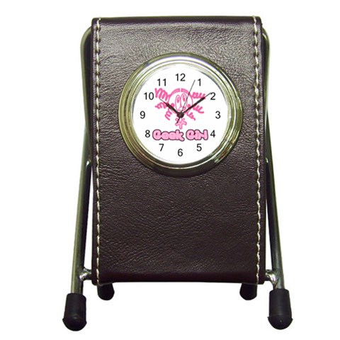 Geek Girl Pen Holder Desk Clock from ArtsNow.com Front