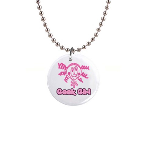 Geek Girl 1  Button Necklace from ArtsNow.com Front